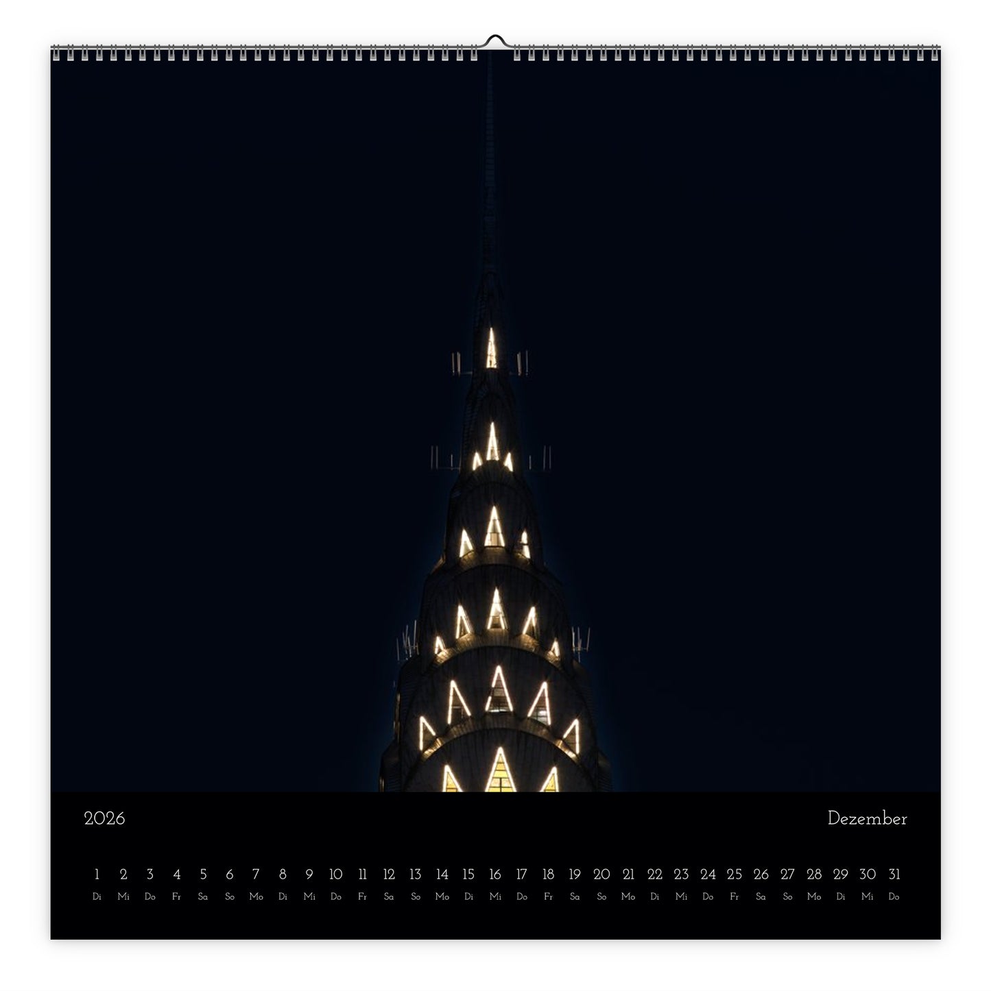 NYC skyline view from rooftop calendar