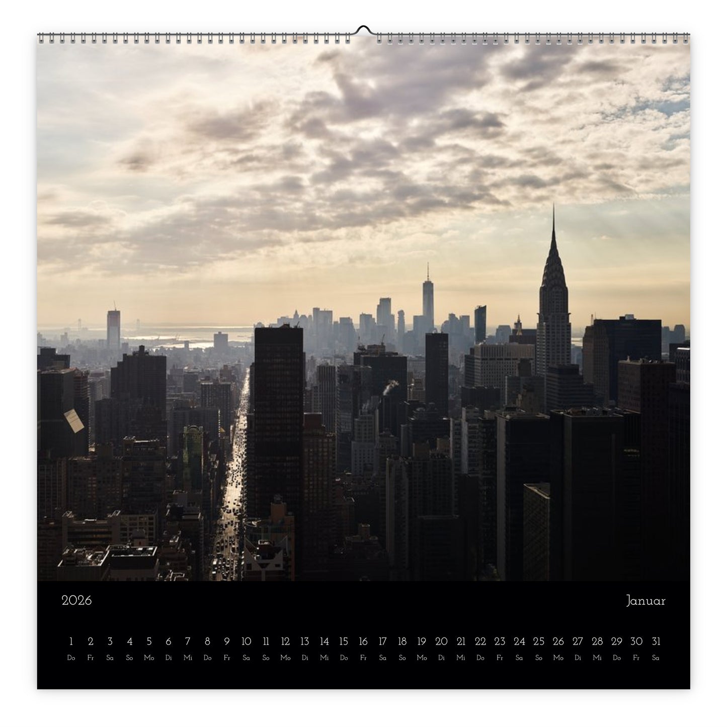 NYC skyline view from rooftop calendar