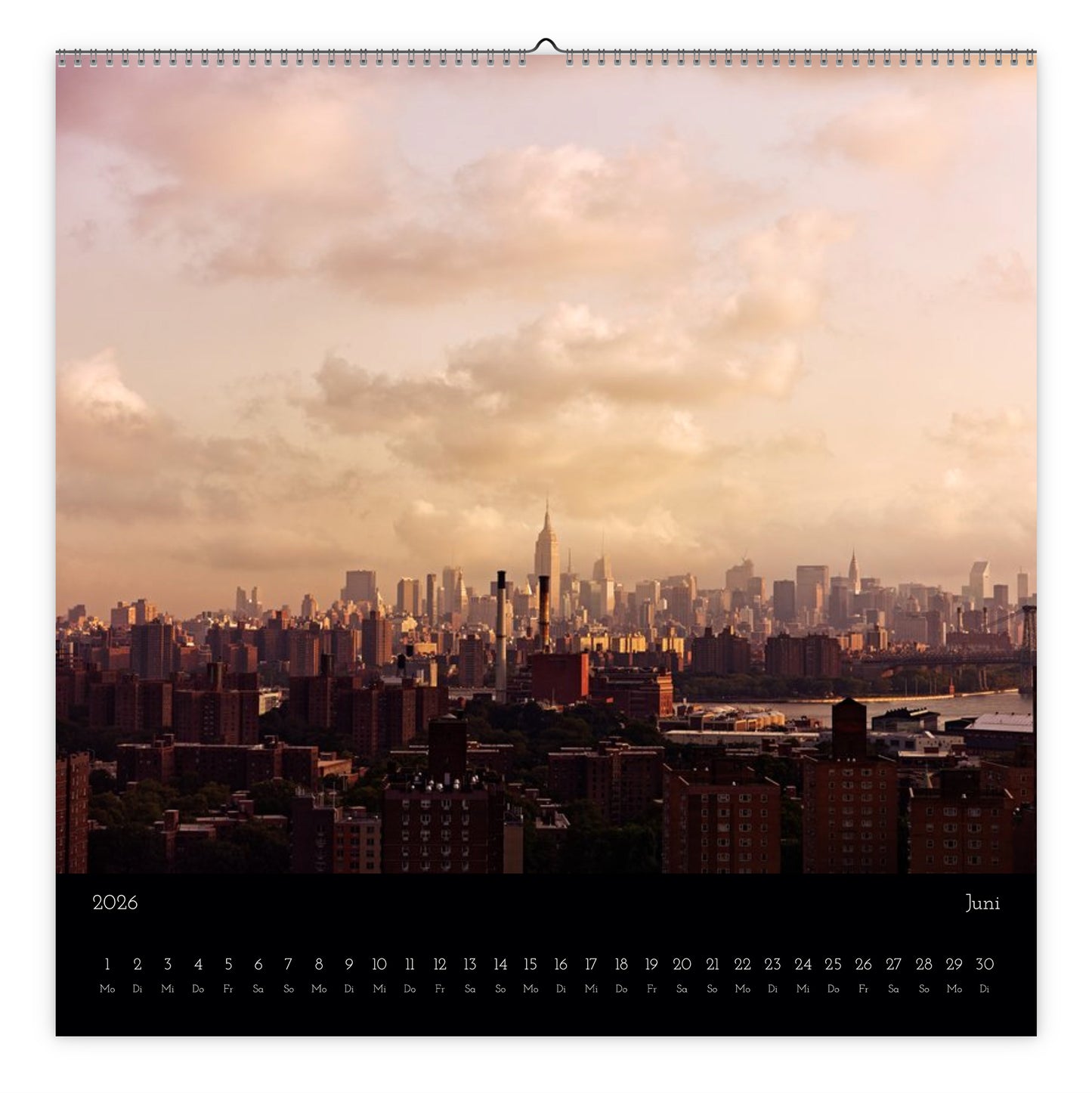 NYC skyline view from rooftop calendar