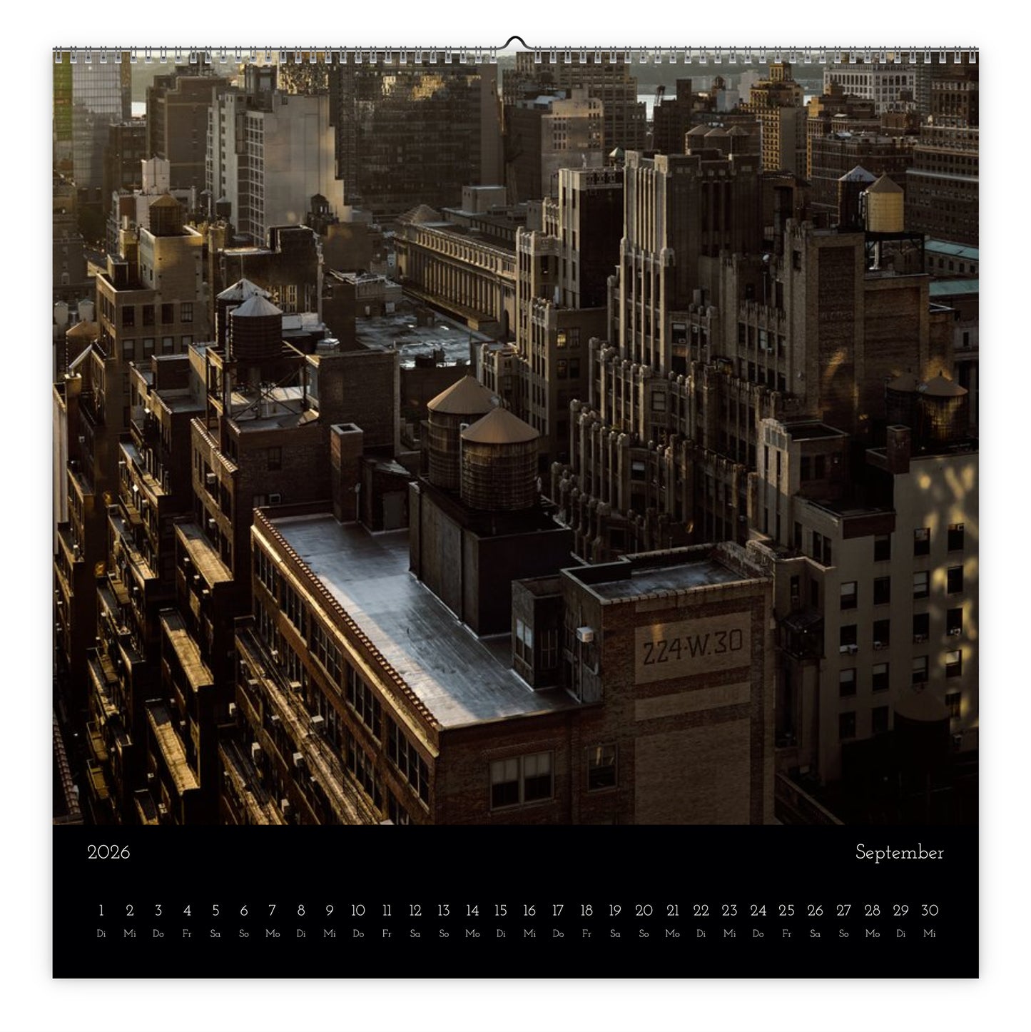 NYC skyline view from rooftop calendar