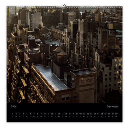 NYC skyline view from rooftop calendar